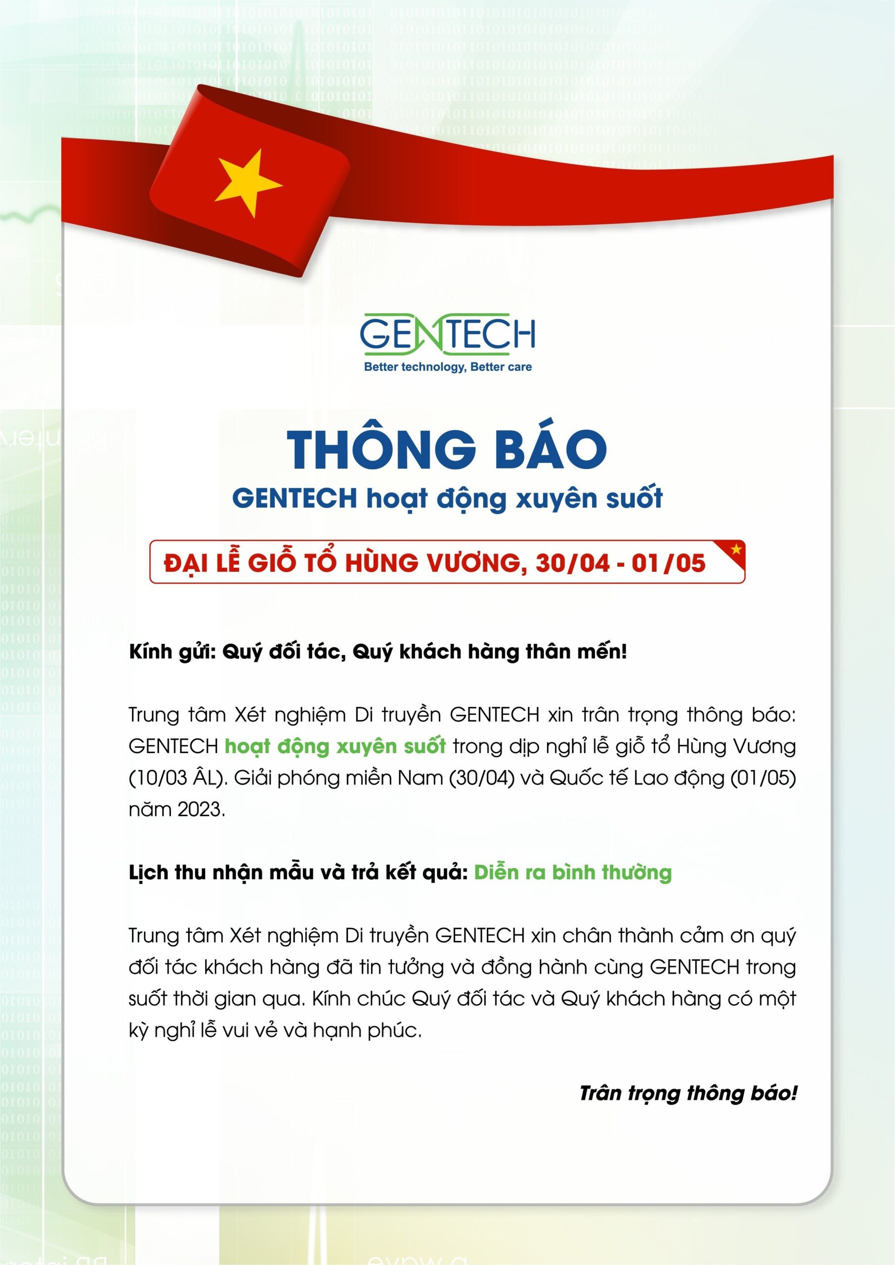 THÔNG BÁO GENTECH